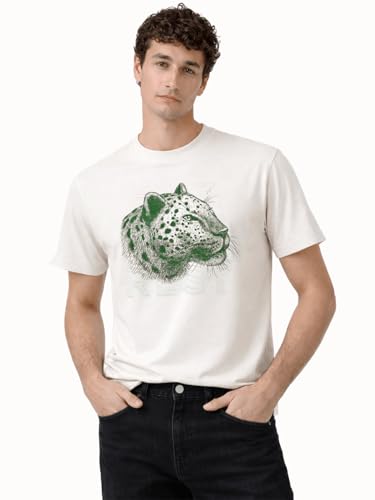 Status Quo Leopard Head Placement-Print T-Shirt Off White