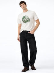 Status Quo Leopard Head Placement-Print T-Shirt Off White