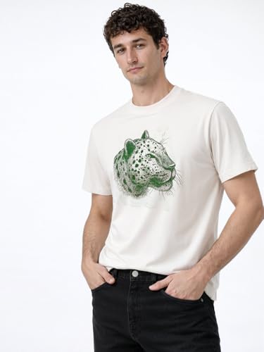 Status Quo Leopard Head Placement-Print T-Shirt Off White