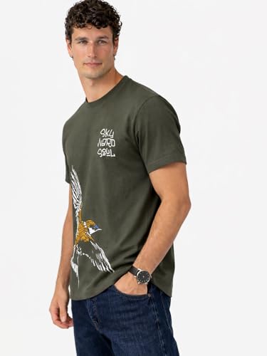 Status Quo Skyward Crane Graphic T-Shirt Olive