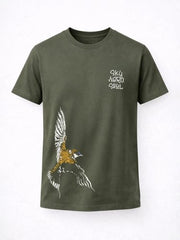 Status Quo Skyward Crane Graphic T-Shirt Olive