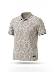 Status Quo Beige Botanical Print Polo