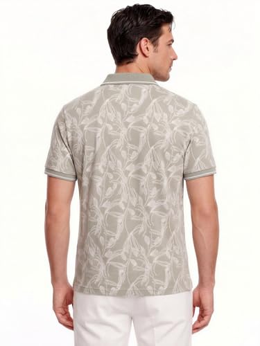 Status Quo Beige Botanical Print Polo