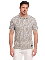 Status Quo Beige Botanical Print Polo