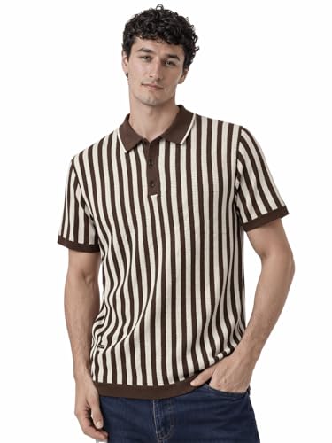 Status Quo Mocha Sand Stripe Knit Polo
