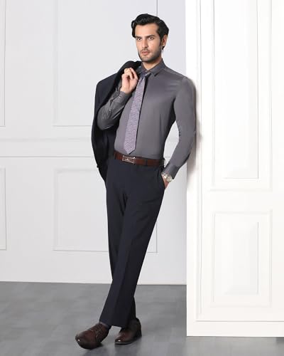 blackberrys Men's Slim Fit Solid Navy Two Piece Suits