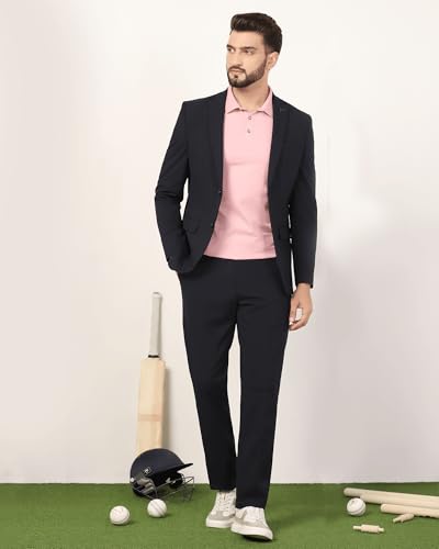 blackberrys Men's Slim Fit Solid Navy Two Piece Suits
