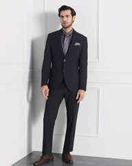 blackberrys Men's Slim Fit Solid Navy Two Piece Suits