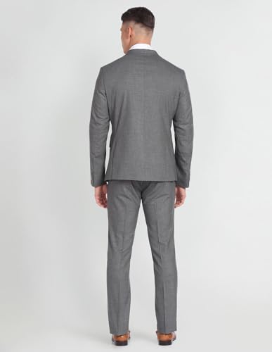 Arrow Men's Polyester Single Breasted Business Suit Pants Set (AREU5087A_Grey