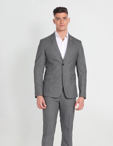 Arrow Men's Polyester Single Breasted Business Suit Pants Set (AREU5087A_Grey
