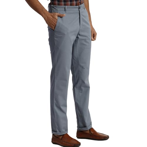 Colorplus Slim Fit Grey Casual Trouser for Men