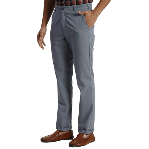 Colorplus Slim Fit Grey Casual Trouser for Men