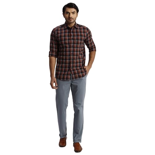 Colorplus Slim Fit Grey Casual Trouser for Men