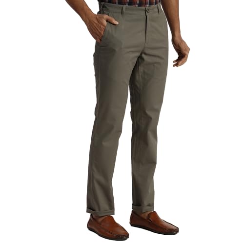 Colorplus Slim Fit Green Casual Trouser for Men