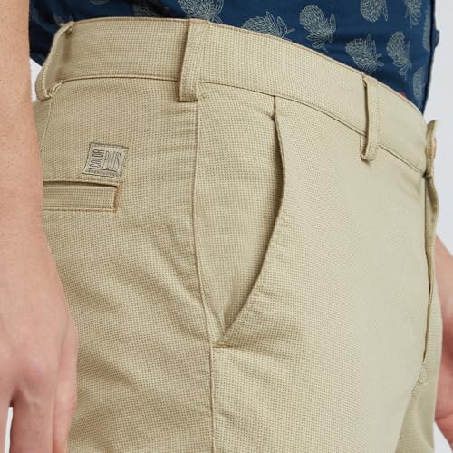 Colorplus Men Slim Fit Print Pattern Cotton Blend Flat Front Casual Trouser (Size: 40)-CMTR11990-H4