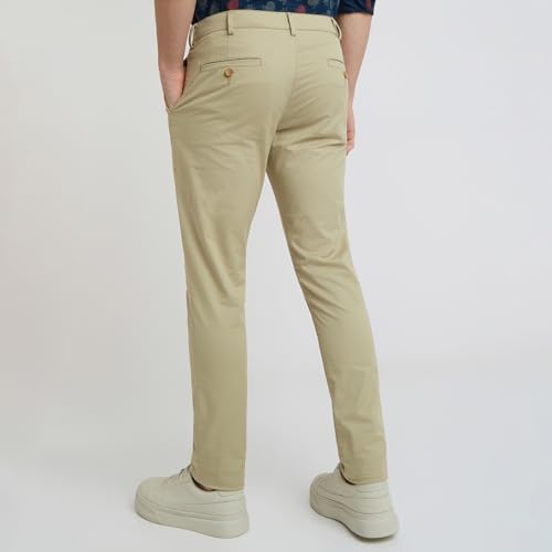 Colorplus Men Slim Fit Print Pattern Cotton Blend Flat Front Casual Trouser (Size: 40)-CMTR11990-H4