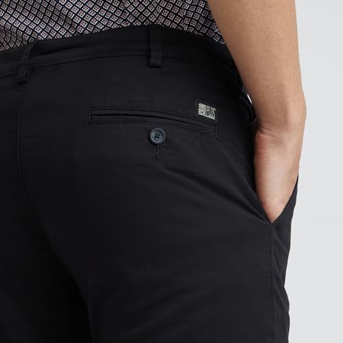 Colorplus Men Slim Fit Solid Piece Dyed Pattern Cotton Blend Flat Front Casual Trouser (Size: 34)-CMTR11974-K8 Black