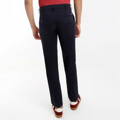 Colorplus Men Slim Fit Plain Pattern Cotton Blend Flat Front Casual Trouser (Size: 32)-CMTR12024-B8 Dark Blue