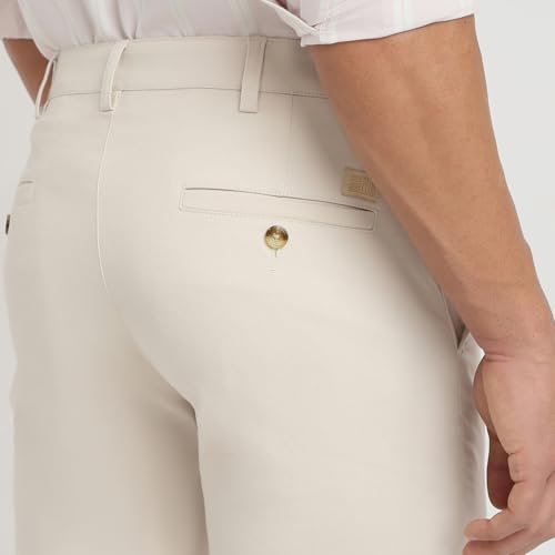 Colorplus Men Slim Fit Plain Pattern Cotton Blend Flat Front Casual Trouser (Size: 38)-CMTR12024-F3 Medium Fawn