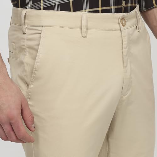 Colorplus Men Slim Fit Twill Pattern Cotton Blend Flat Front Casual Trouser Fawn