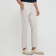 Colorplus Men Slim Fit Print Pattern Cotton Elastane Blend Flat Front Casual Trouser Medium Grey