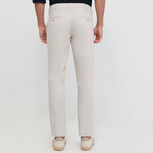 Colorplus Men Slim Fit Print Pattern Cotton Elastane Blend Flat Front Casual Trouser Medium Grey