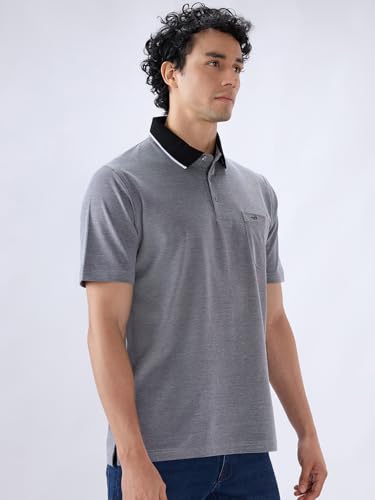 Colorplus Men Comfort Fit Solid Pattern Pure Cotton Half Sleeve Polo Neck Casual T-Shirt Black