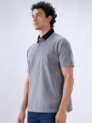 Colorplus Men Comfort Fit Solid Pattern Pure Cotton Half Sleeve Polo Neck Casual T-Shirt Black