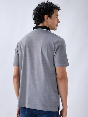 Colorplus Men Comfort Fit Solid Pattern Pure Cotton Half Sleeve Polo Neck Casual T-Shirt Black