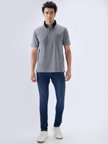 Colorplus Men Comfort Fit Solid Pattern Pure Cotton Half Sleeve Polo Neck Casual T-Shirt Black