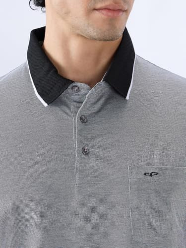 Colorplus Men Comfort Fit Solid Pattern Pure Cotton Half Sleeve Polo Neck Casual T-Shirt Black