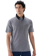 Colorplus Men Comfort Fit Solid Pattern Pure Cotton Half Sleeve Polo Neck Casual T-Shirt Black