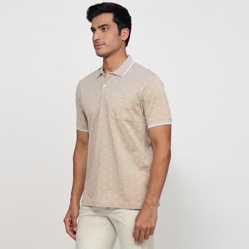 Colorplus Men Regular Fit Print Pattern Pure Cotton Half Sleeve Polo Neck Casual T-Shirt