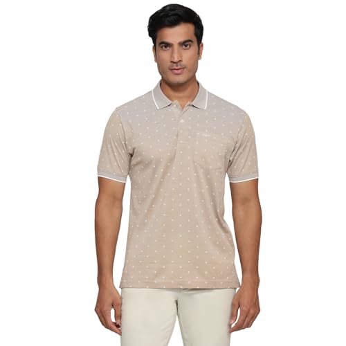Colorplus Men Regular Fit Print Pattern Pure Cotton Half Sleeve Polo Neck Casual T-Shirt