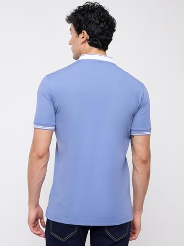 Colorplus Men Regular Fit Solid Pattern Rayon Nylon Blend Polo Neck Half Sleeve Straight Hem Casual T-Shirt Medium Grey