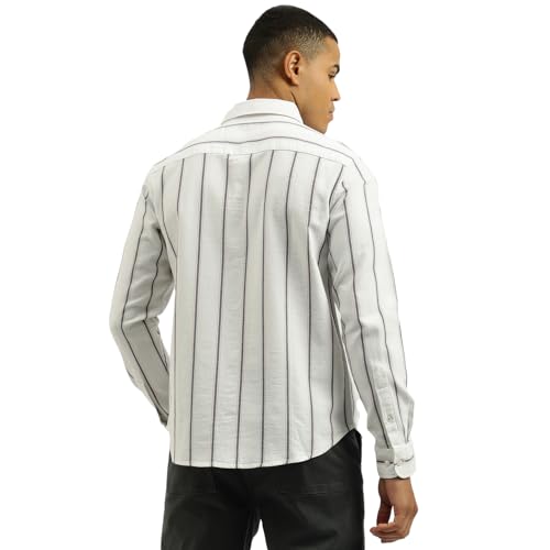 United Colors of Benetton Men's Striped Regular Fit Shirts (25A5ST101DOBI901_White