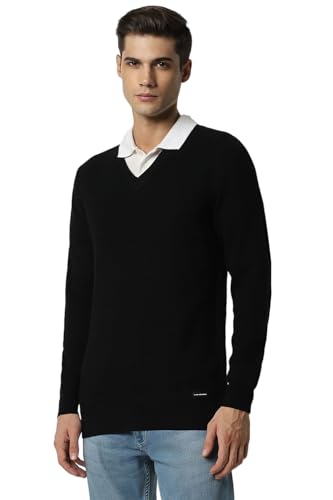 Van Heusen Men's Cotton Casual Sweater (VSSWURGPM15971_Black