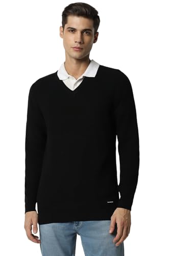 Van Heusen Men's Cotton Casual Sweater (VSSWURGPM15971_Black