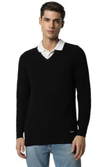 Van Heusen Men's Cotton Casual Sweater (VSSWURGPM15971_Black