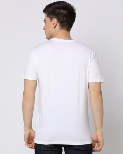 GAP Men Graphic Print Slim fit Crew Neck t-Shirt with Short Sleeves,White,L