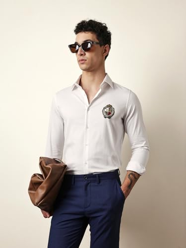 THE BEAR HOUSE Mens Casual Shirt Modern Fit Everyday Wear White