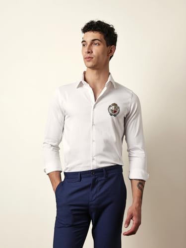 THE BEAR HOUSE Mens Casual Shirt Modern Fit Everyday Wear White