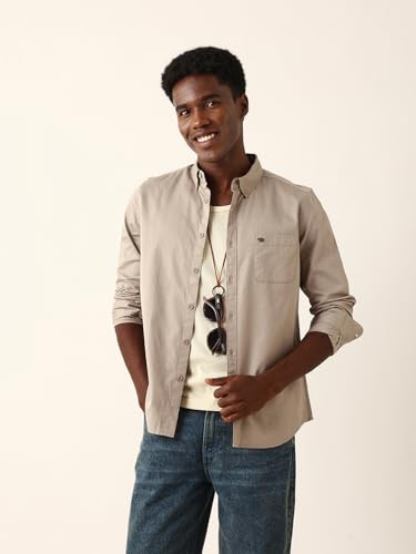 Men Cotton Solid Slim Fit Casual Shirt
