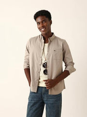 Men Cotton Solid Slim Fit Casual Shirt