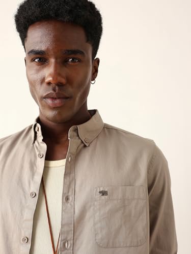 Men Cotton Solid Slim Fit Casual Shirt