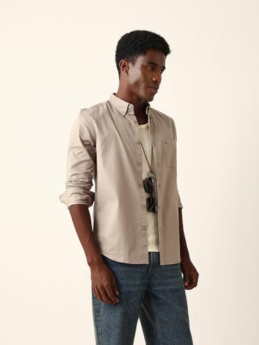 Men Cotton Solid Slim Fit Casual Shirt