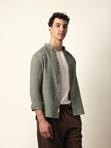 THE BEAR HOUSE Mens Casual Shirt Modern Fit Everyday Wear Green