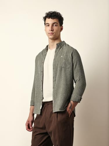 THE BEAR HOUSE Mens Casual Shirt Modern Fit Everyday Wear Green