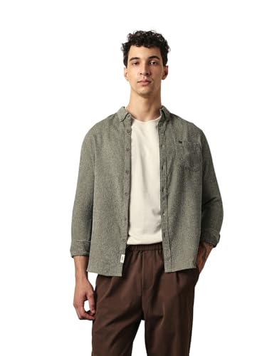THE BEAR HOUSE Mens Casual Shirt Modern Fit Everyday Wear Green