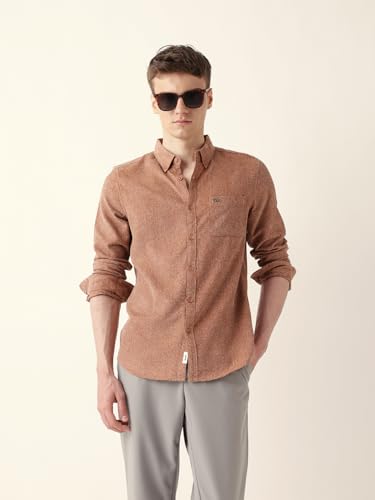 THE BEAR HOUSE Mens Casual Shirt | Comfortable Modern Fit | Trendy Mens Wear Orange